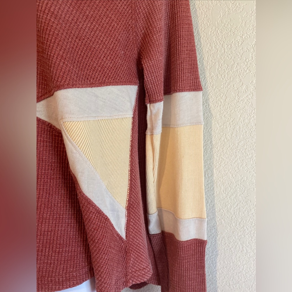 We The Free By Free People Ribbed Thermo Oversized Henley Blouse TP + XS - Picture 3 of 11